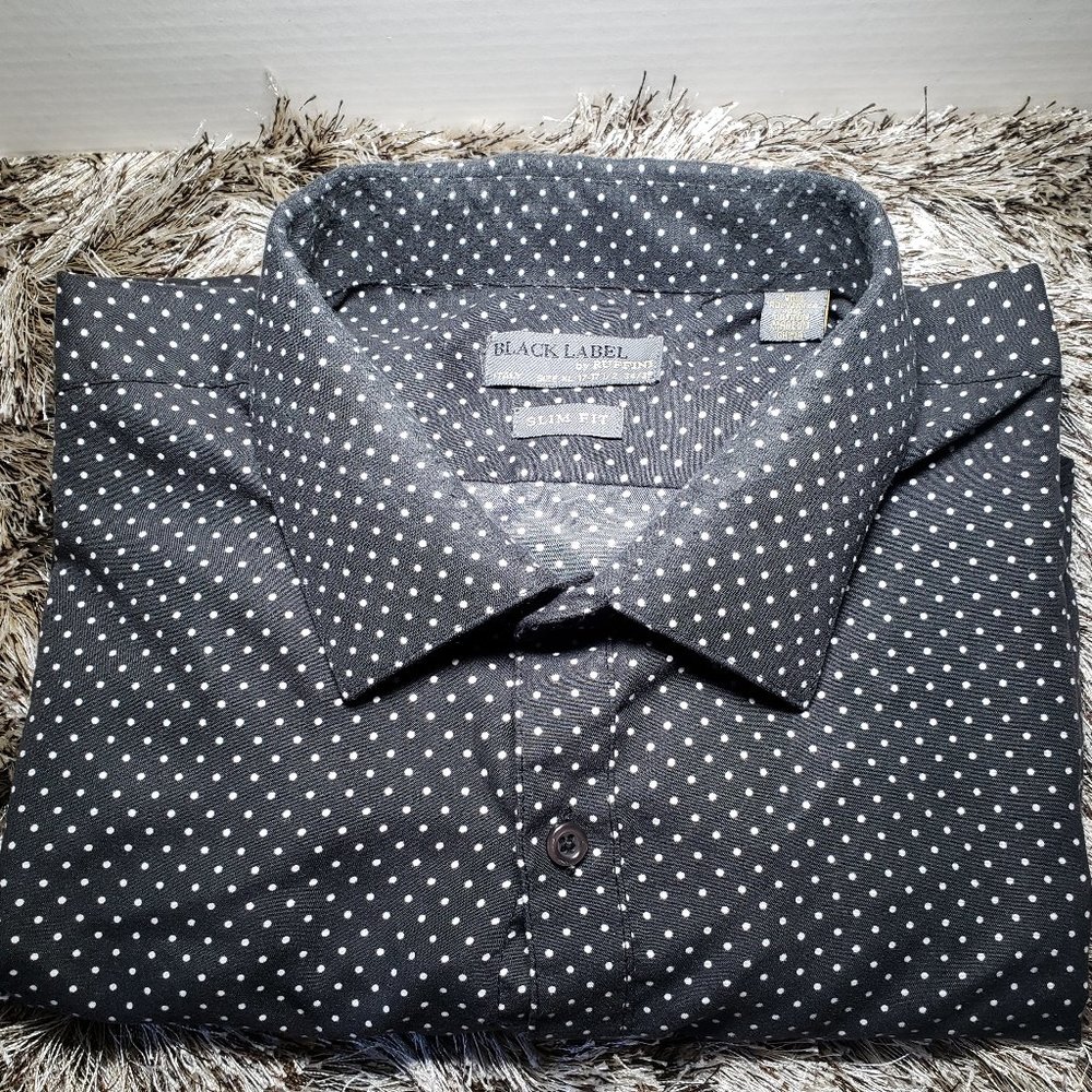 Black Label by Ruffini Button Up Polka Dot Shirt